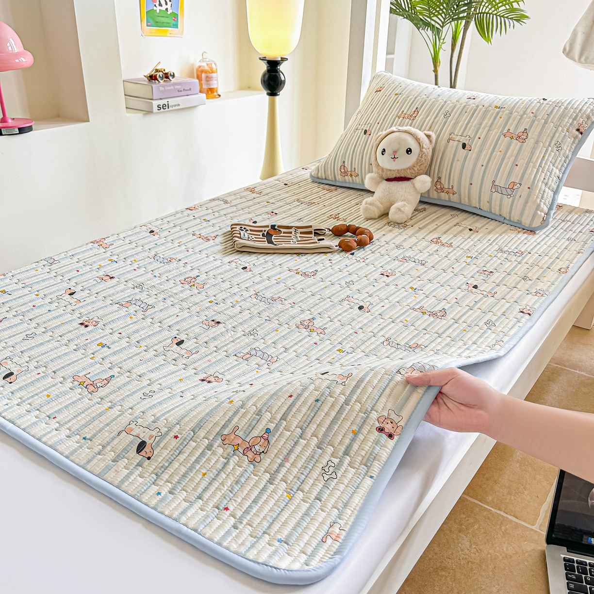 91家纺网 家纺一手货源 找家纺 恒尚居 2025新款A类全棉印花夹棉床盖四季款-系列二 【机灵旺仔】全棉-四季款