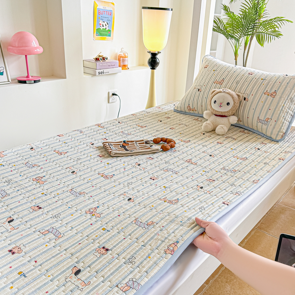 91家纺网 家纺一手货源 找家纺 恒尚居 2025新款A类全棉印花夹棉床盖四季款-系列二 【机灵旺仔】全棉-四季款