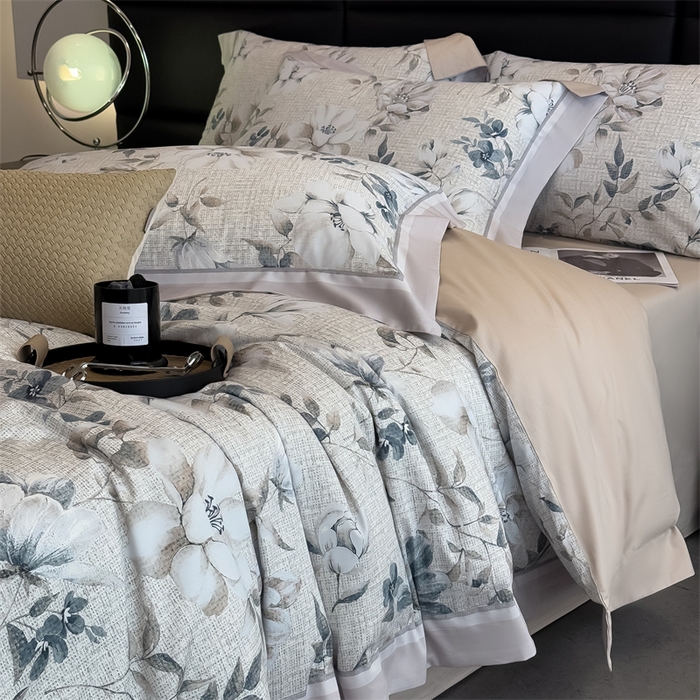 91家纺网 家纺一手货源 找家纺 朵希曼 2026新款全棉贡缎大版数码印花系列 颜玉