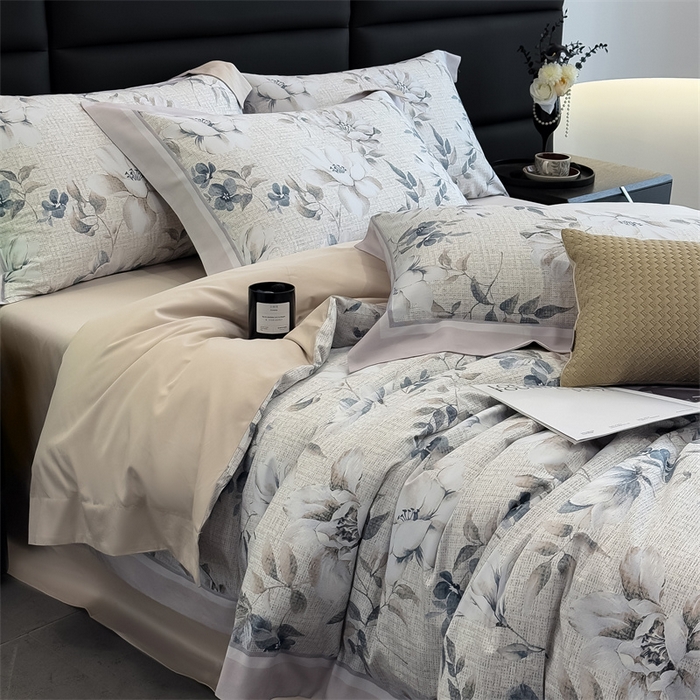 91家纺网 家纺一手货源 找家纺 朵希曼 2026新款全棉贡缎大版数码印花系列 颜玉