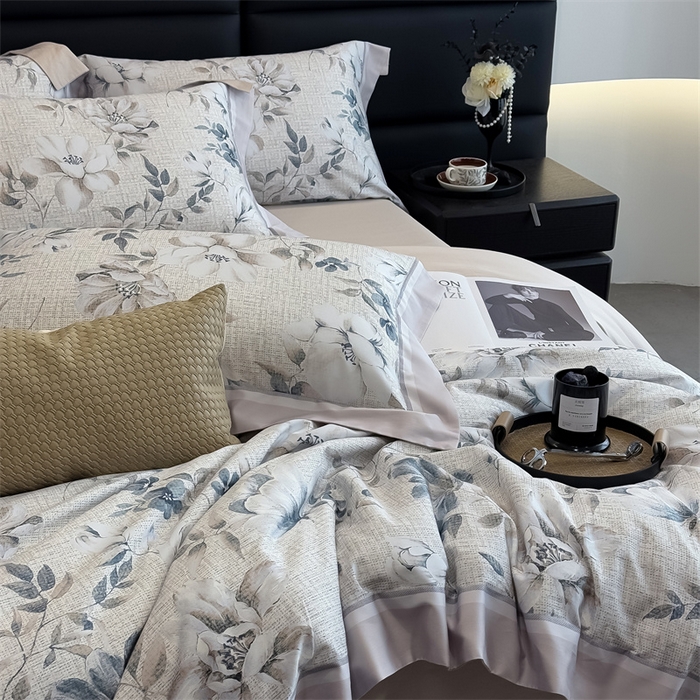 91家纺网 家纺一手货源 找家纺 朵希曼 2026新款全棉贡缎大版数码印花系列 颜玉