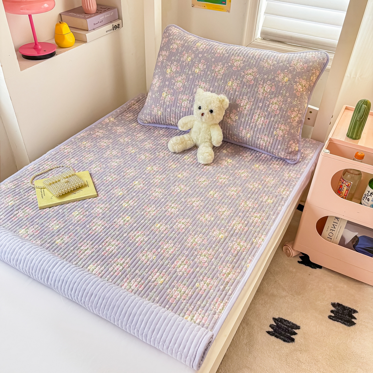 91家纺网 家纺一手货源 找家纺 恒尚居 2025新款A类全棉印花夹棉床盖四季款-系列二 【花田物语】全棉-四季款