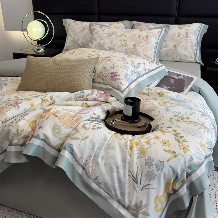 91家纺网 家纺一手货源 找家纺 朵希曼 2026新款全棉贡缎大版数码印花系列 忆梦