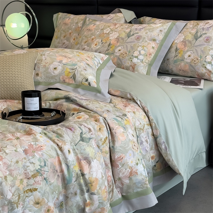 91家纺网 家纺一手货源 找家纺 朵希曼 2026新款全棉贡缎大版数码印花系列 远野