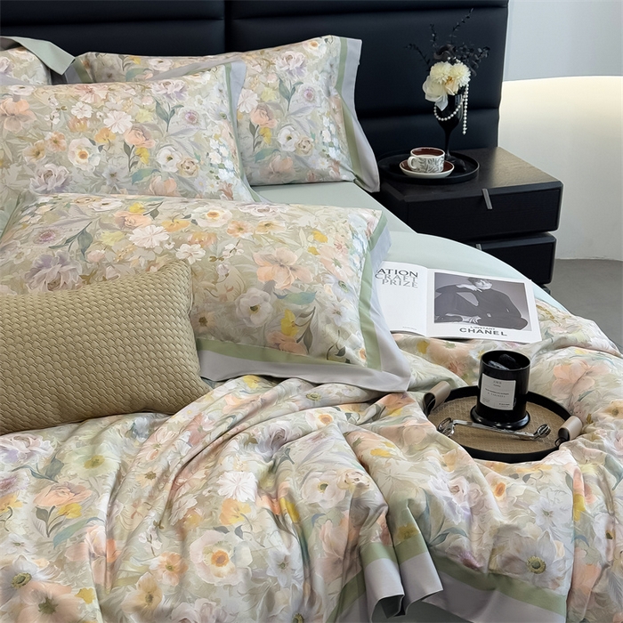 91家纺网 家纺一手货源 找家纺 朵希曼 2026新款全棉贡缎大版数码印花系列 远野