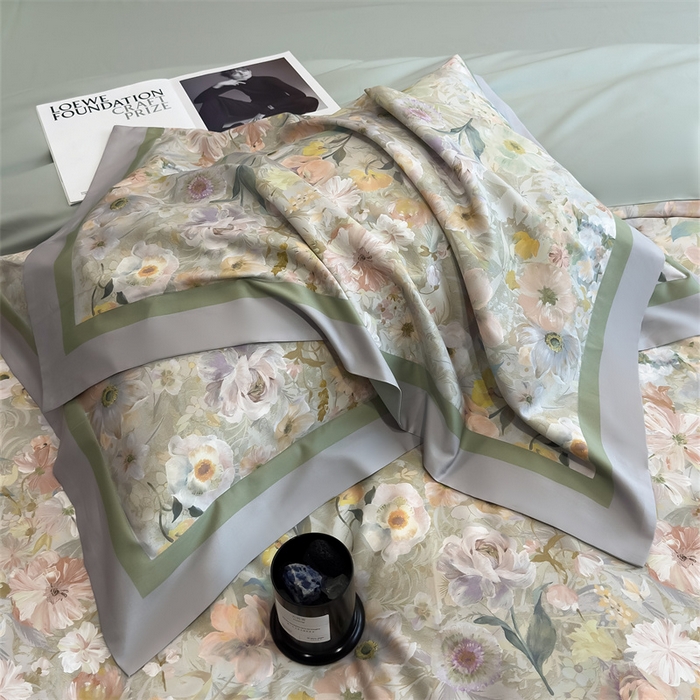 91家纺网 家纺一手货源 找家纺 朵希曼 2026新款全棉贡缎大版数码印花系列 远野