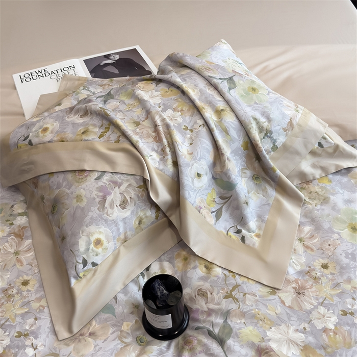 91家纺网 家纺一手货源 找家纺 朵希曼 2026新款全棉贡缎大版数码印花系列 蕴彩