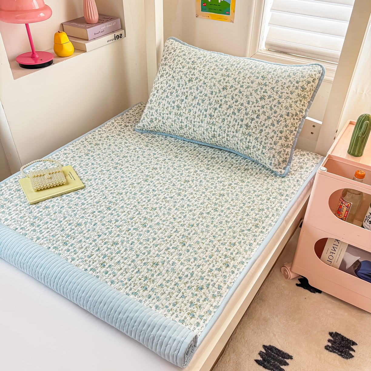 91家纺网 家纺一手货源 找家纺 恒尚居 2025新款A类全棉印花夹棉床盖四季款-系列二 【蓝韵】全棉-四季款