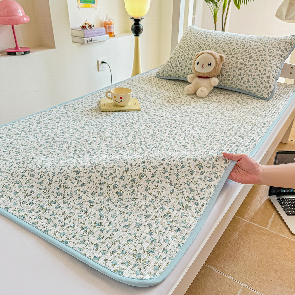 91家纺网 家纺一手货源 找家纺 恒尚居 2025新款A类全棉印花夹棉床盖四季款-系列二 【蓝韵】全棉-四季款