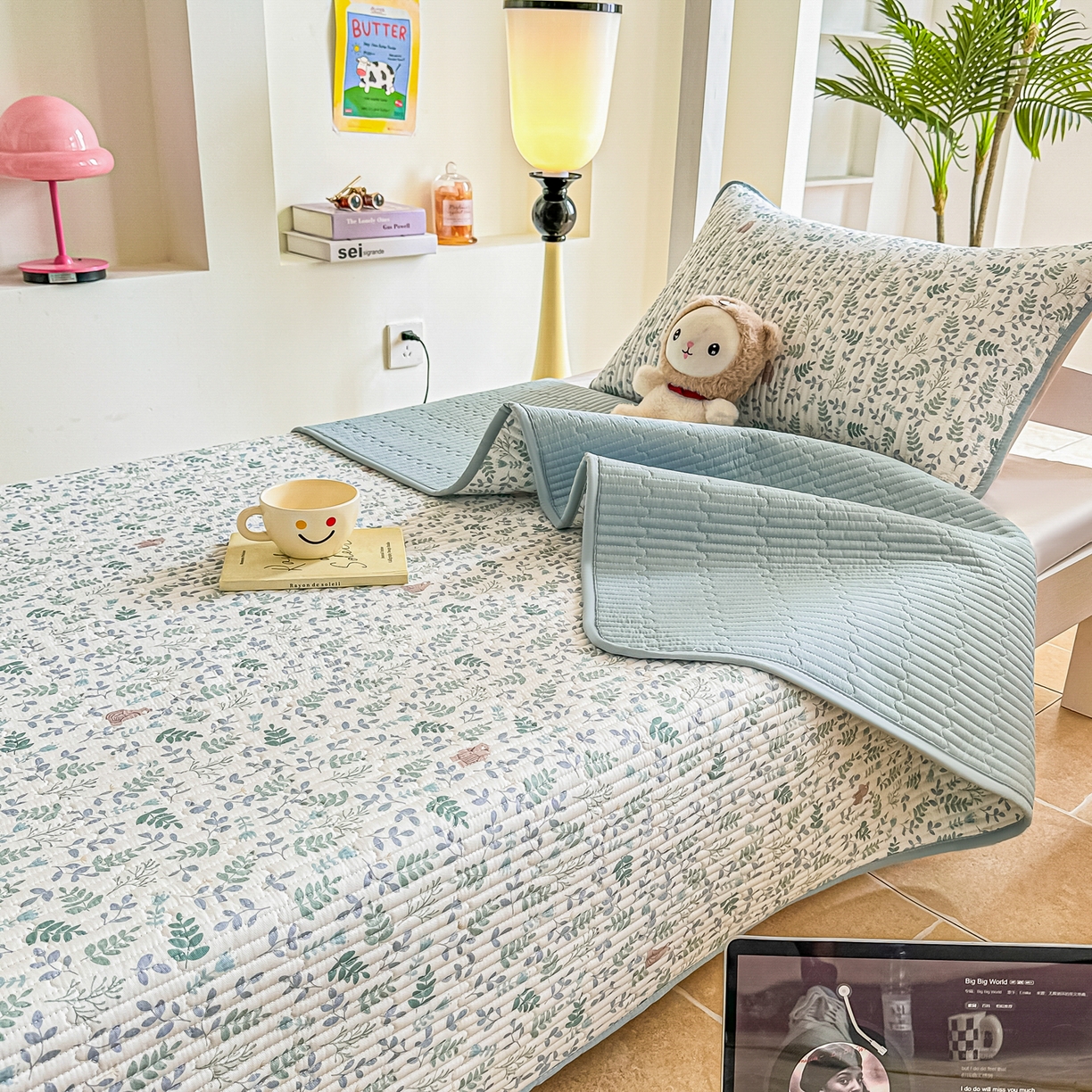 91家纺网 家纺一手货源 找家纺 恒尚居 2025新款A类全棉印花夹棉床盖四季款-系列二 【绿野仙踪】全棉-四季款