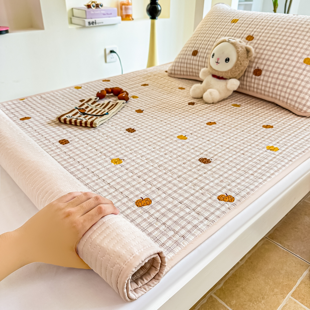 恒尚居 2025新款A类全棉印花夹棉床盖四季款-系列二 【南瓜奇趣】全棉-四季款