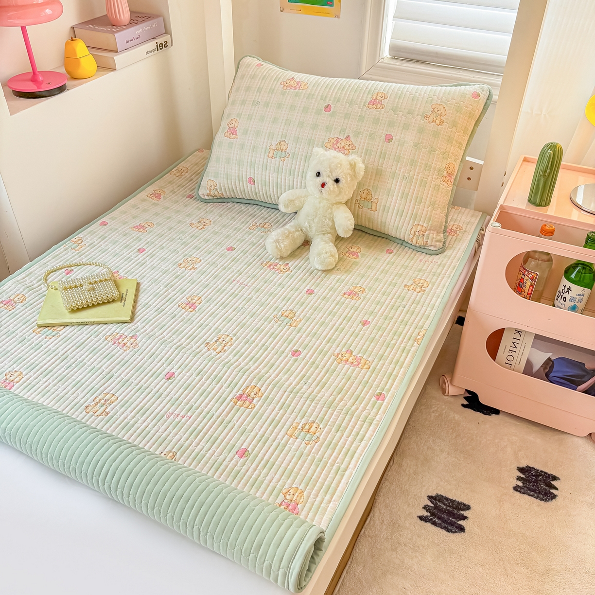 91家纺网 家纺一手货源 找家纺 恒尚居 2025新款A类全棉印花夹棉床盖四季款-系列二 【甜心旺旺】全棉-四季款