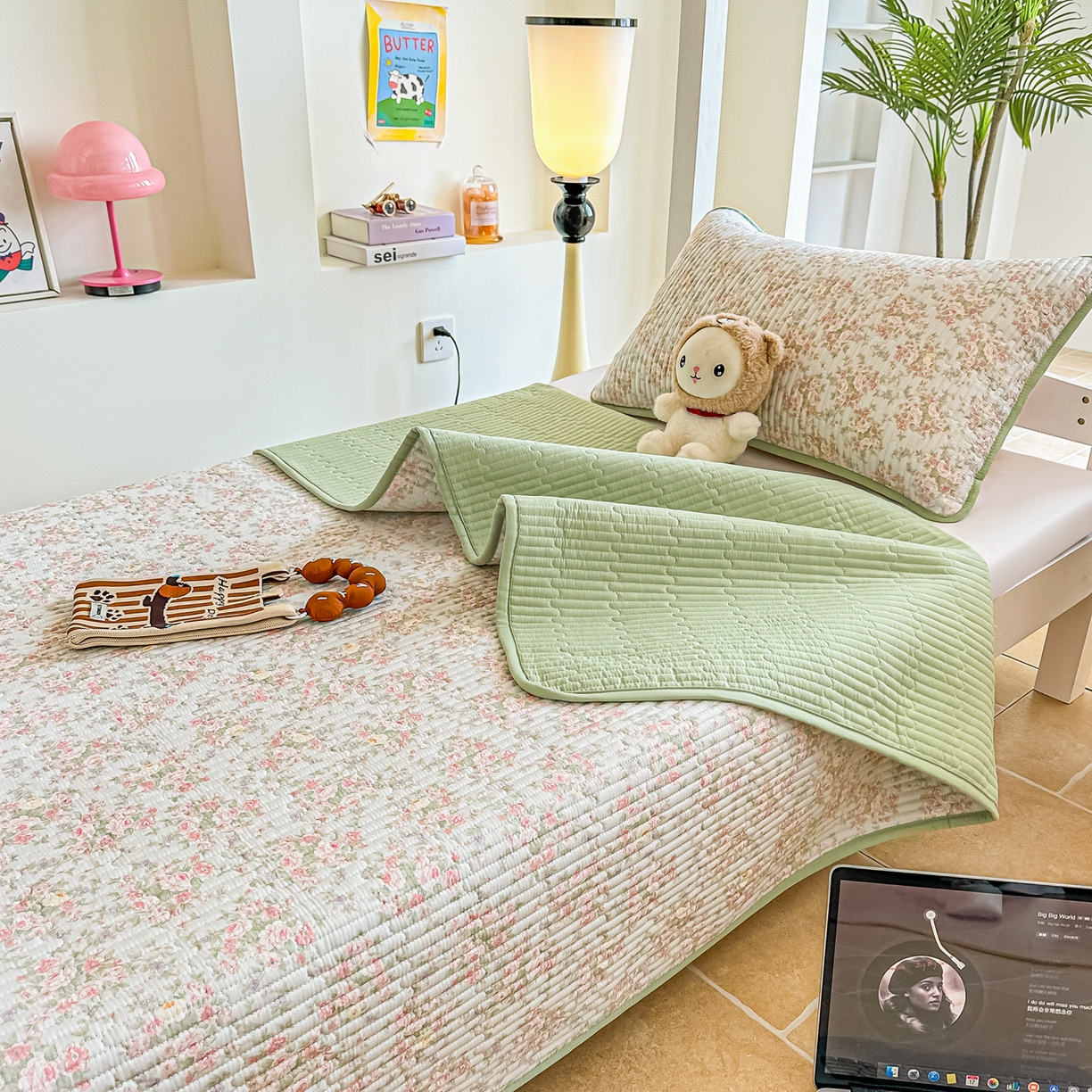 91家纺网 家纺一手货源 找家纺 恒尚居 2025新款A类全棉印花夹棉床盖四季款-系列二 【紫薇花】全棉-四季款