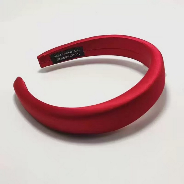 蚕云阁蚕丝家居 2025新款宽面真丝发箍 酒红色 宽度3cm