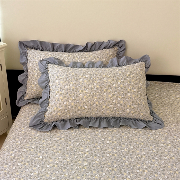 91家纺网 家纺一手货源 找家纺 梦舒羽 2025新款水洗珍珠棉单件床裙双层纱床垫保护罩三件套 花知晓