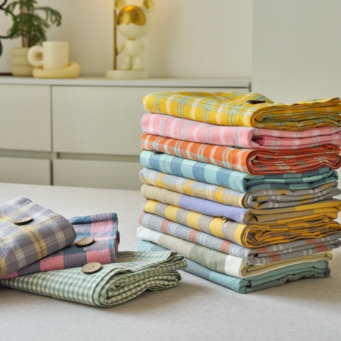 91家纺网 家纺一手货源 找家纺 （总）贝尔 PELLHOME 全棉色织水洗棉格子单被套（可抖音代发）