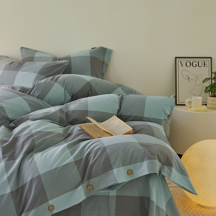 91家纺网 家纺一手货源 找家纺 （总）贝尔 PELLHOME 全棉色织水洗棉格子单被套（可抖音代发）