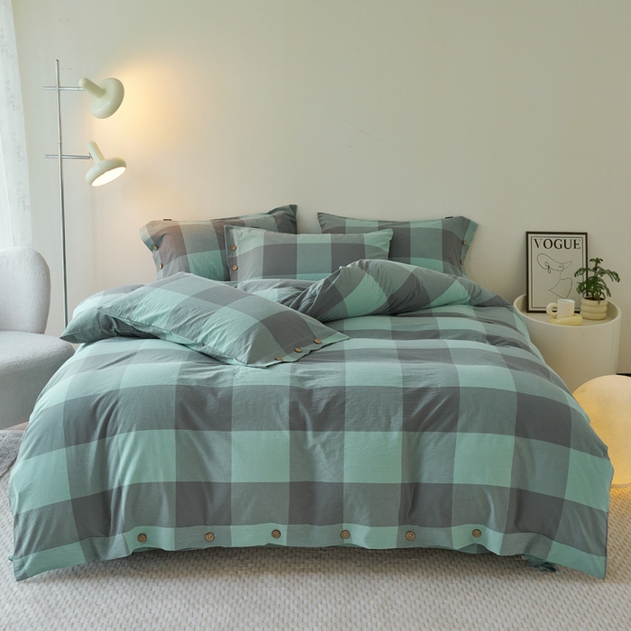 91家纺网 家纺一手货源 找家纺 （总）贝尔 PELLHOME 全棉色织水洗棉格子单被套（可抖音代发）