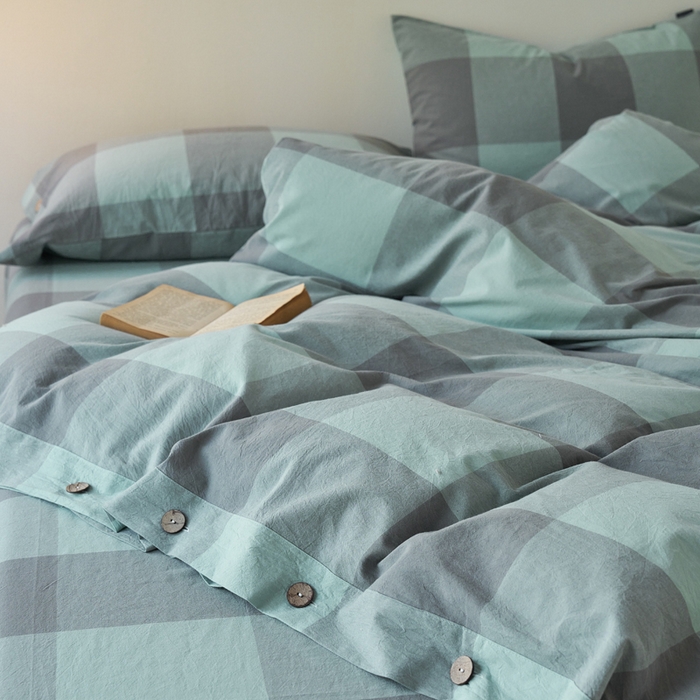 91家纺网 家纺一手货源 找家纺 （总）贝尔 PELLHOME 全棉色织水洗棉格子单被套（可抖音代发）