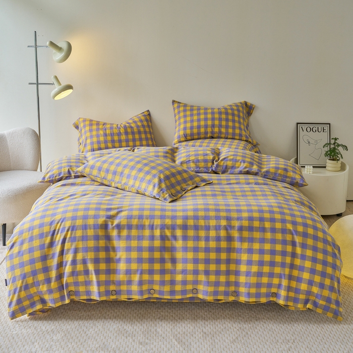 91家纺网 家纺一手货源 找家纺 （总）贝尔 PELLHOME 全棉色织水洗棉格子单被套（可抖音代发）