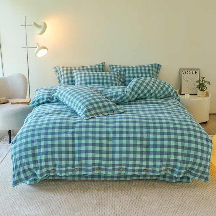 91家纺网 家纺一手货源 找家纺 （总）贝尔 PELLHOME 全棉色织水洗棉格子单被套（可抖音代发）