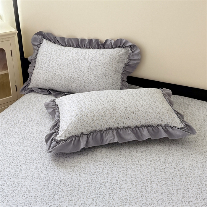 91家纺网 家纺一手货源 找家纺 梦舒羽 2025新款水洗珍珠棉单件床裙双层纱床垫保护罩三件套 宁静花园