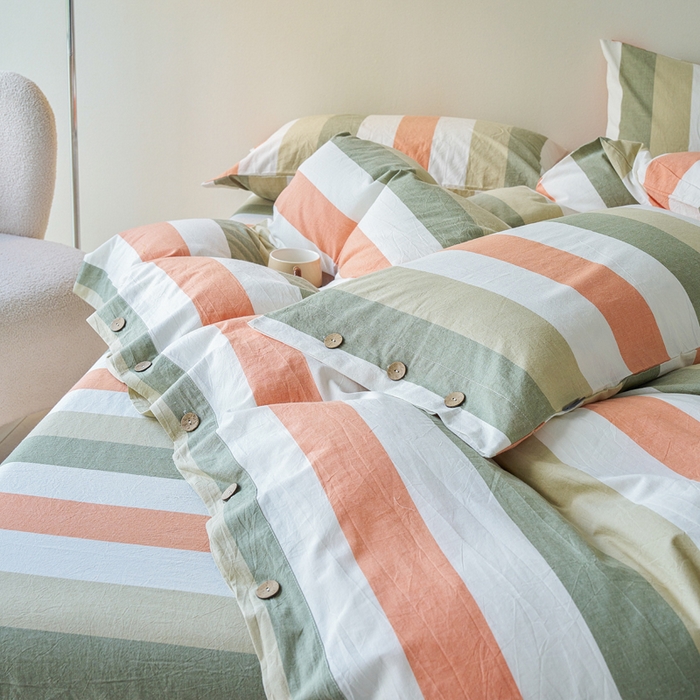 91家纺网 家纺一手货源 找家纺 贝尔 PELLHOME 全棉色织水洗棉格子单被套（可抖音代发） 蔬果条