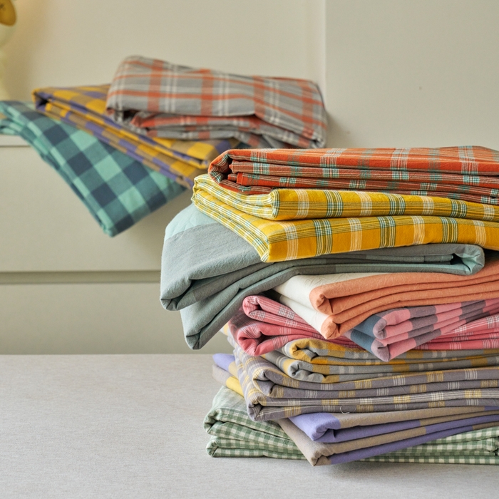 91家纺网 家纺一手货源 找家纺 （总）贝尔 PELLHOME 全棉色织水洗棉格子单床单（可抖音代发）