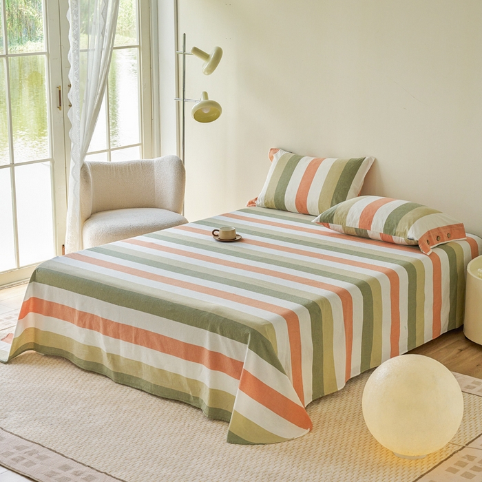 91家纺网 家纺一手货源 找家纺 贝尔 PELLHOME 全棉色织水洗棉格子单床单（可抖音代发） 蔬果条