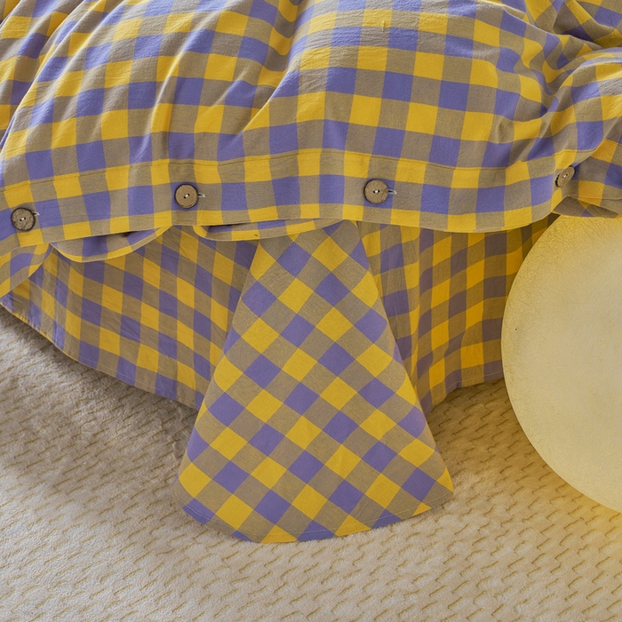 91家纺网 家纺一手货源 找家纺 贝尔 PELLHOME 全棉色织水洗棉格子单床单（可抖音代发） 梦幻-黄