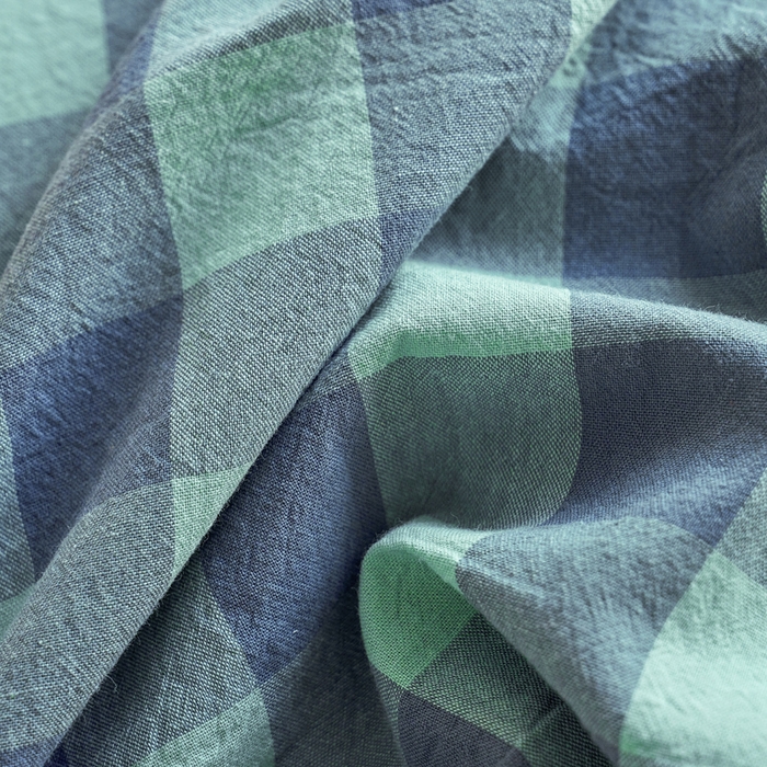 91家纺网 家纺一手货源 找家纺 贝尔 PELLHOME 全棉色织水洗棉格子单床单（可抖音代发） 梦幻-绿