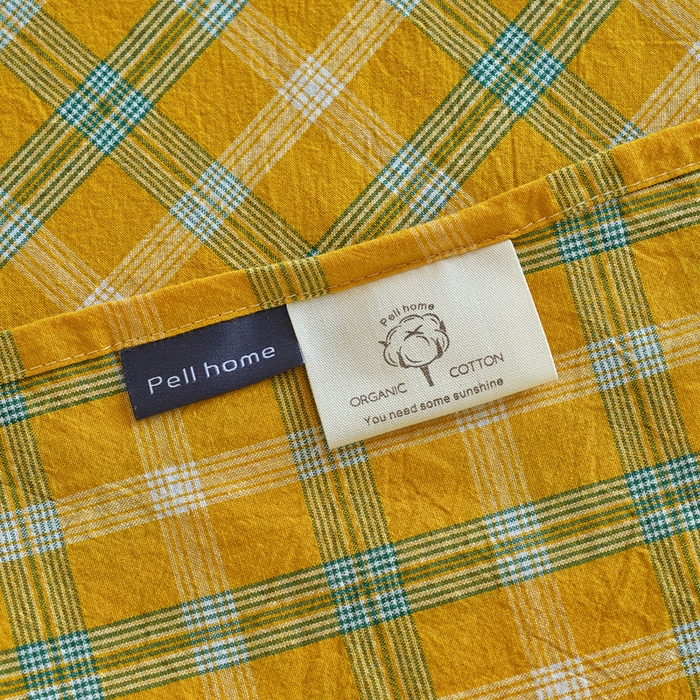 91家纺网 家纺一手货源 找家纺 贝尔 PELLHOME 全棉色织水洗棉格子单床单（可抖音代发） 梦田-黄