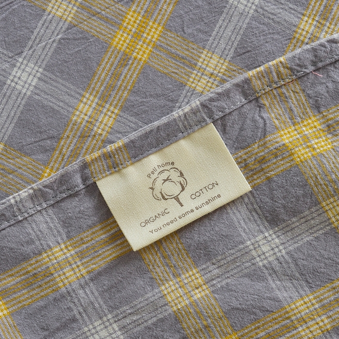 91家纺网 家纺一手货源 找家纺 贝尔 PELLHOME 全棉色织水洗棉格子单床单（可抖音代发） 梦田-灰