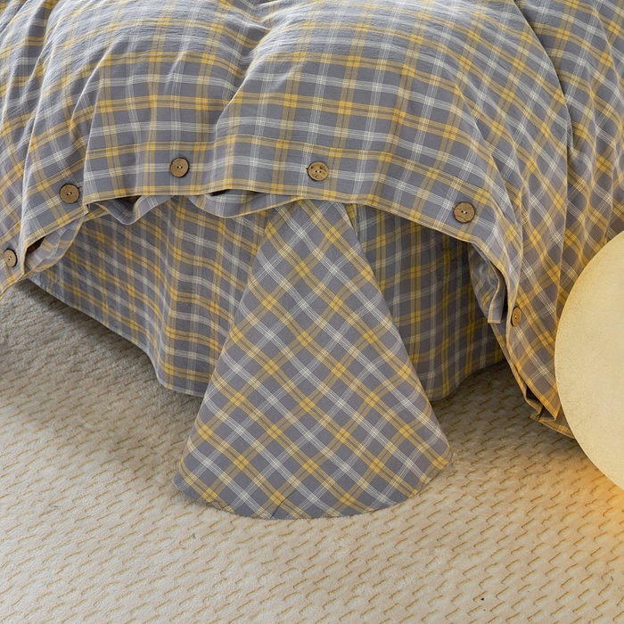 91家纺网 家纺一手货源 找家纺 贝尔 PELLHOME 全棉色织水洗棉格子单床单（可抖音代发） 梦田-灰