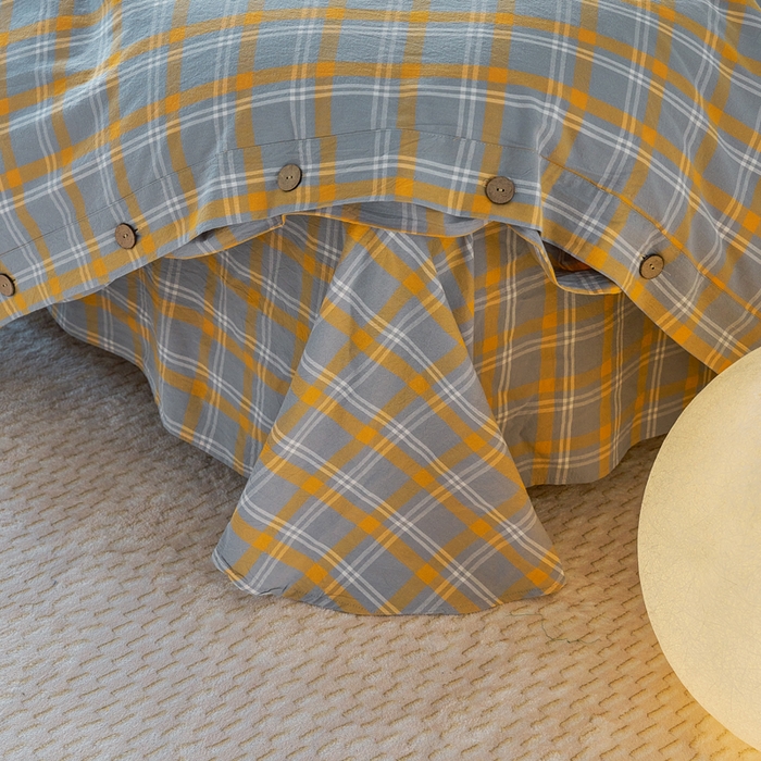 91家纺网 家纺一手货源 找家纺 贝尔 PELLHOME 全棉色织水洗棉格子单床单（可抖音代发） 泊雅-黄