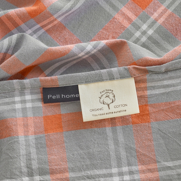 91家纺网 家纺一手货源 找家纺 贝尔 PELLHOME 全棉色织水洗棉格子单床单（可抖音代发） 泊雅-桔