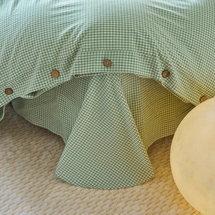 91家纺网 家纺一手货源 找家纺 贝尔 PELLHOME 全棉色织水洗棉格子单床单（可抖音代发） 细绿-格