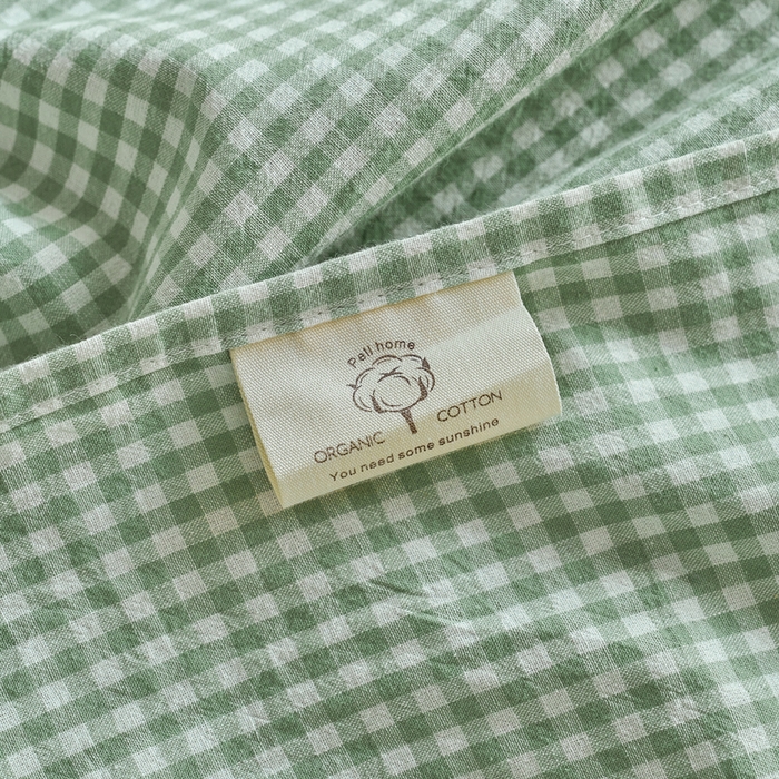 91家纺网 家纺一手货源 找家纺 贝尔 PELLHOME 全棉色织水洗棉格子单床单（可抖音代发） 细绿-格
