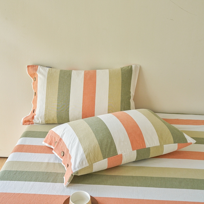 91家纺网 家纺一手货源 找家纺 （总）贝尔 PELLHOME 全棉纽扣色织水洗棉格子四件套单品系列-单枕套（可抖音代发）