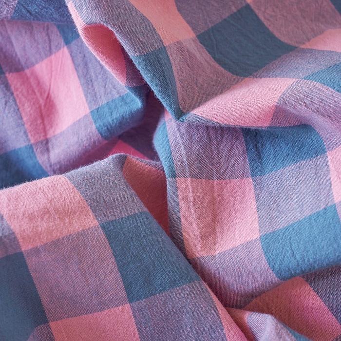 91家纺网 家纺一手货源 找家纺 贝尔 PELLHOME 全棉纽扣色织水洗棉格子四件套单品系列-单枕套（可抖音代发） 梦幻-粉