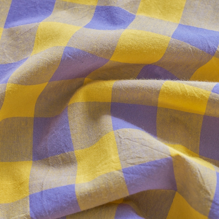 91家纺网 家纺一手货源 找家纺 贝尔 PELLHOME 全棉纽扣色织水洗棉格子四件套单品系列-单枕套（可抖音代发） 梦幻-黄