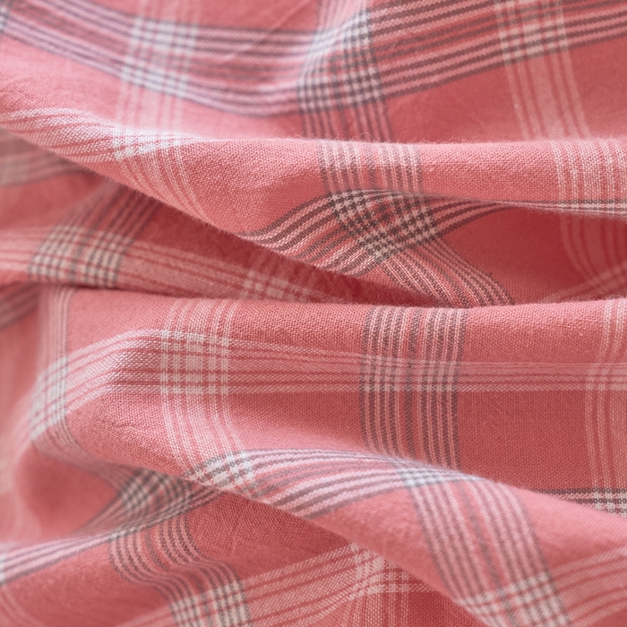 91家纺网 家纺一手货源 找家纺 贝尔 PELLHOME 全棉纽扣色织水洗棉格子四件套单品系列-单枕套（可抖音代发） 梦田-粉