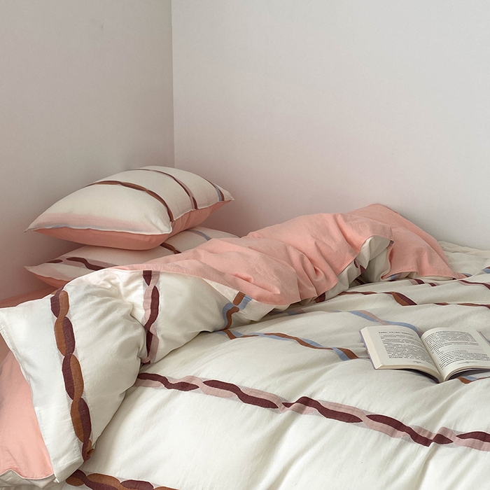 91家纺网 家纺一手货源 找家纺 （总）贝尔 2025新款提花四件套三件套绞花系列-织梦