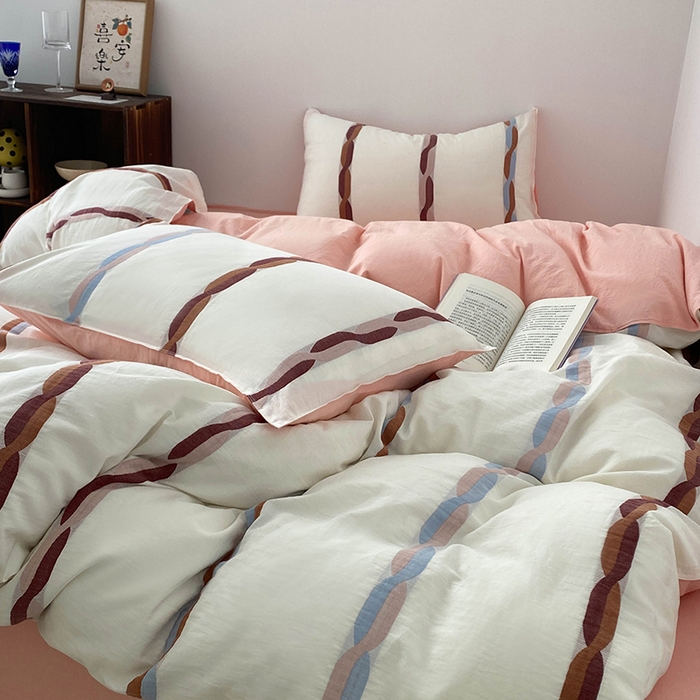 91家纺网 家纺一手货源 找家纺 （总）贝尔 2025新款提花四件套三件套绞花系列-织梦