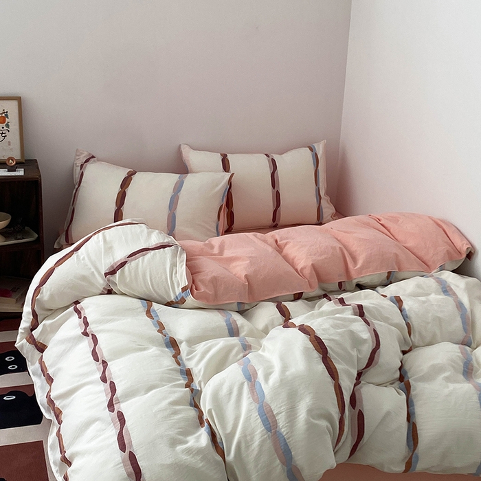 91家纺网 家纺一手货源 找家纺 （总）贝尔 2025新款提花四件套三件套绞花系列-织梦