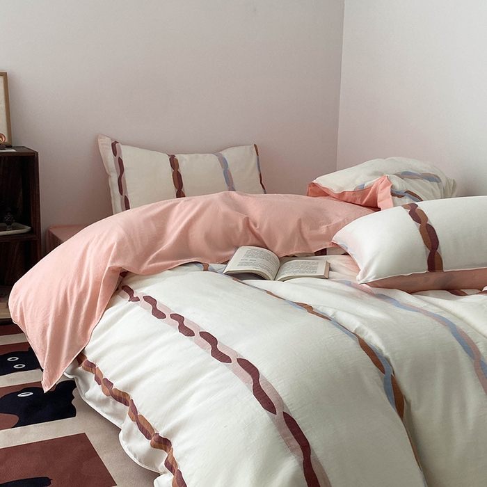 91家纺网 家纺一手货源 找家纺 （总）贝尔 2025新款提花四件套三件套绞花系列-织梦