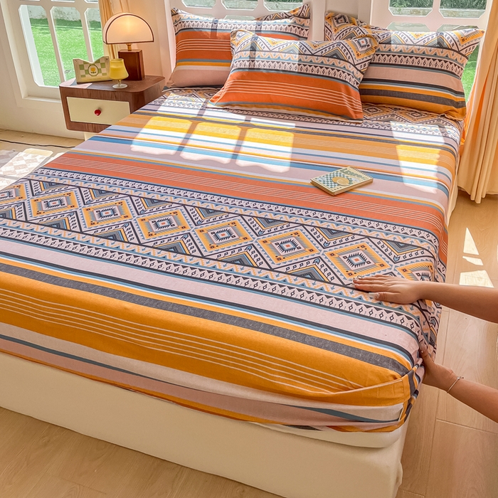 眠博士 2025新款全棉混纺生态磨毛印花单床笠 磨毛床笠-波西米亚