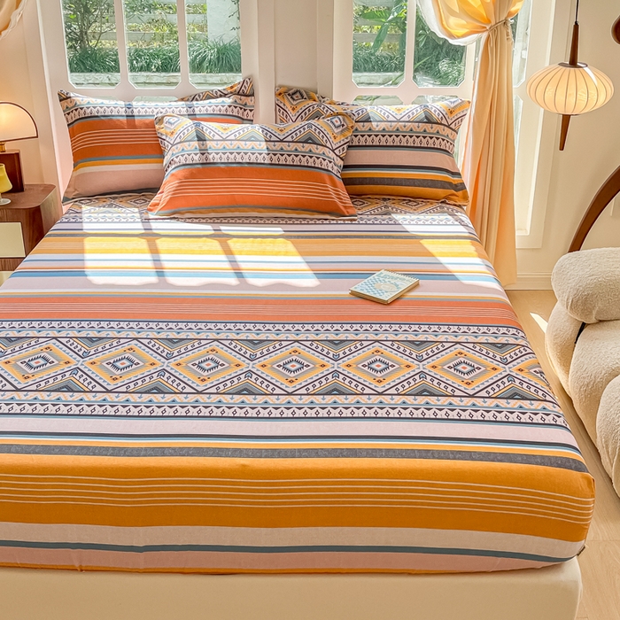 91家纺网 家纺一手货源 找家纺 眠博士 2025新款全棉混纺生态磨毛印花单床笠 磨毛床笠-波西米亚