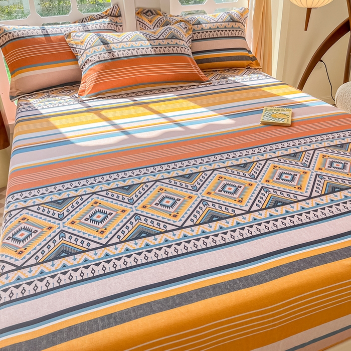 91家纺网 家纺一手货源 找家纺 眠博士 2025新款全棉混纺生态磨毛印花单床笠 磨毛床笠-波西米亚