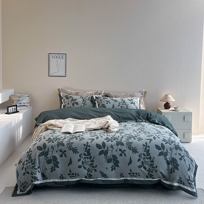 91家纺网 家纺一手货源 找家纺 （总）贝尔 2025新款宽边色织提花四件套